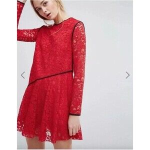 Sportmax Code  Bosforo Size M Red Lace Dress New NWT